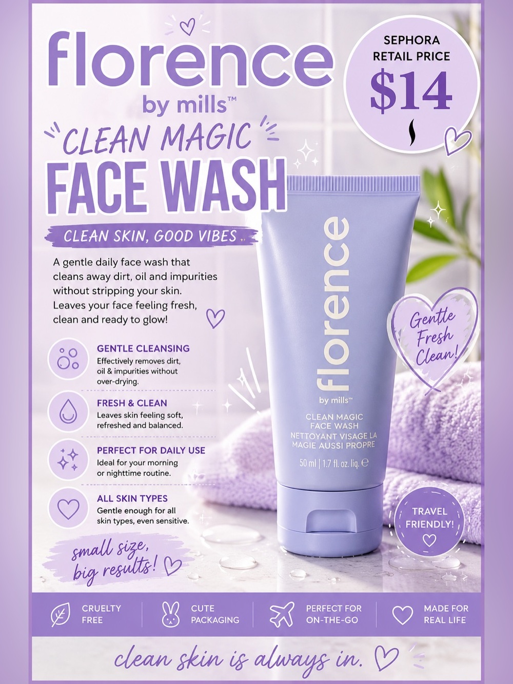 florence by mills Clean Magic Face Wash — Gentle Daily Cleanser